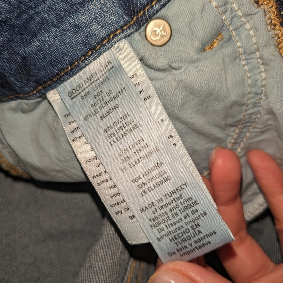 NWOT GOOD AMERICAN GOOD CLASSIC RAW HEM HIGH WAIST SLIM JEANS SIZE 0/25 - Picture 5 of 6